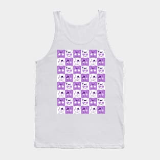 Frenchies with Glasses Pattern Purple Tank Top